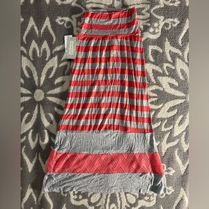 Size M Btween Skirt Coral/Light Gray Long Maxi